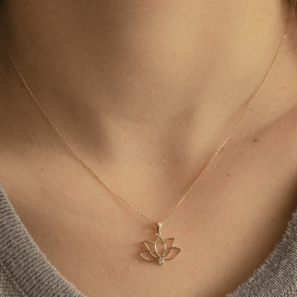 Minimalist Lotus Flower Pendant Necklace
