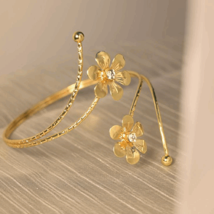 Floral Gold-Tone Spiral Arm Cuff